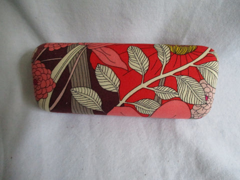 VERA BRADLEY Hard Eyeglasses Eye Glass Case FLORAL RED BEIGE BROWN Travel