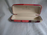 VERA BRADLEY Hard Eyeglasses Eye Glass Case FLORAL RED BEIGE BROWN Travel
