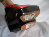 ALICE + OLIVIA STACEY BENDET Chunky Heel Platform Leather Pump Shoe RUST RED 38.5