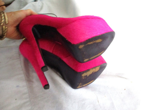 LONDON TRASH CERES FUSCHIA HOT PINK PLATFORM Wedge High Heel Shoe Stiletto 8.5