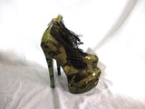 LONDON TRASH CERES Camo Gold PLATFORM Wedge High Heel Shoe Stiletto 8