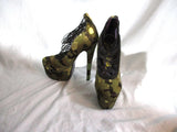 LONDON TRASH CERES Camo Gold PLATFORM Wedge High Heel Shoe Stiletto 8
