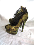 LONDON TRASH CERES Camo Gold PLATFORM Wedge High Heel Shoe Stiletto 8
