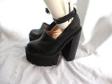 JEFFREY CAMPBELL SCULLY PLATFORM Chunky High Heel Shoe 8.5 Leather BLACK