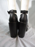 JEFFREY CAMPBELL SCULLY PLATFORM Chunky High Heel Shoe 8.5 Leather BLACK