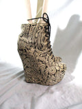 JEFFREY CAMPBELL DAMSEL BROCADE Y PLATFORM Wedge High Heel Shoe Boot 8.5
