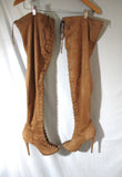 ZIGI GIRL ZIGIGIRL PIARRY Tall Stiletto Lace Up BOOTS 8.5 CHESTNUT BROWN