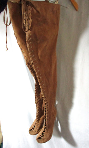 ZIGI GIRL ZIGIGIRL PIARRY Tall Stiletto Lace Up BOOTS 8.5 CHESTNUT BROWN