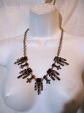 NEW NWT IMAN Statement Runway Jewel Encrusted TOOTH Necklace GOLD Choker