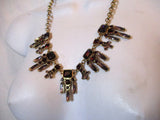 NEW NWT IMAN Statement Runway Jewel Encrusted TOOTH Necklace GOLD Choker