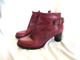 NANETTE LEPORE RED LEATHER Heel Python Belt Braid Side Zip Bootie PLUM 10
