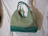 STEVEN STEVE MADDEN Woven Knit CHEVRON Tote Shopper Shoulder Bag AQUA JANDREAS