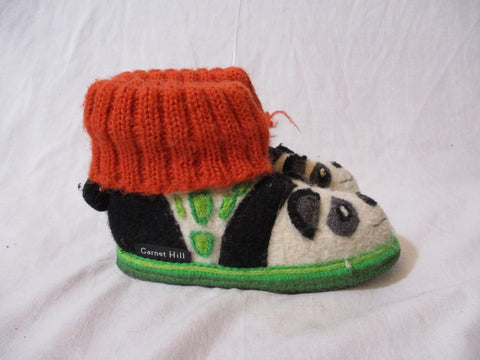Preschool Toddler Kids GARNET HILL BOILED WOOL PANDA BEAR SLIPPER BOOT8