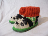 Preschool Toddler Kids GARNET HILL BOILED WOOL PANDA BEAR SLIPPER BOOT8