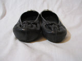 Womens TORY BURCH REVA Leather Ballet Flats Slip On Shoes 7.5 BLACK Signature