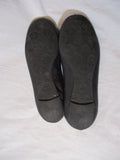 Womens TORY BURCH REVA Leather Ballet Flats Slip On Shoes 7.5 BLACK Signature