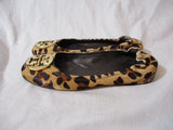Womens TORY BURCH REVA Leather Ballet Flats Slip On Shoes 7.5 LEOPARD Signature