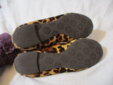 Womens TORY BURCH REVA Leather Ballet Flats Slip On Shoes 7.5 LEOPARD Signature
