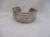 Vintage Embossed SILVER Bracelet Bangle Cuff Boho Jewelry Unisex