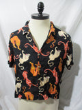 URBAN OUTFITTERS LEOPARD CAT TIGER Button Shirt M ART BLACK Orange