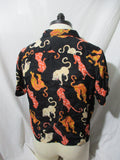 URBAN OUTFITTERS LEOPARD CAT TIGER Button Shirt M ART BLACK Orange