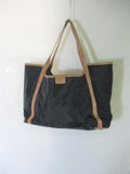 OCABA PARIS nylon leather tote satchel shoulder bag carryall BLACK BROWN