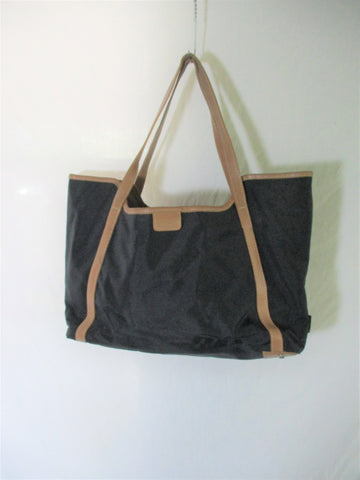 OCABA PARIS nylon leather tote satchel shoulder bag carryall BLACK BROWN
