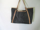 OCABA PARIS nylon leather tote satchel shoulder bag carryall BLACK BROWN