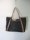 OCABA PARIS nylon leather tote satchel shoulder bag carryall BLACK BROWN