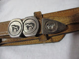 DOS AMIGOS STERLING SILVER FETISH BEAR Tanned Braided Leather Belt MEXICO 40/100