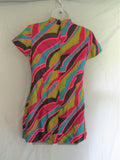 Handmade Vintage Psychedelic 1960s 1970s Swirly Shift Mini Dress S