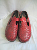 Dexter Comfort Mules Clogs Slides Woven Leather Shoes Slip-On Mules 8.5 RED BURGUNDY