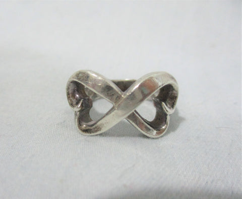 Tiffany & Co Silver Loving Heart Ring Band Double Infinity Gift Love Promise Sz 5
