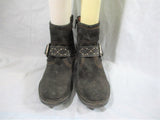 JOSEF SEIBEL Leather Booties Ankle Boots Shoes Buckle Stud CHARCOAL Boho Hipster 40
