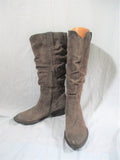 BORN BOC Knee High Slouch Suede LEATHER Moto RIDING BOOT Shoes BROWN 10