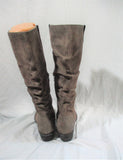 BORN BOC Knee High Slouch Suede LEATHER Moto RIDING BOOT Shoes BROWN 10
