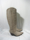 JEFFREY CAMPBELL Knee-High Cowboy Western Gringo Wedge Boot Leather 10 GRAY