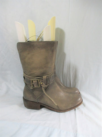 KORK-EASE Leather Buckle BOOT Bootie Zip Leather Shoe 10/42 KHAKI BROWN