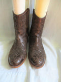 TAOS Embroidered Floral Leather Booties Ankle Boots Shoes 10.5 41 BROWN Boho Hipster