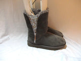Womens UGG AUSTRALIA 1103764 CLASSIC Short DUAL ZIP II Suede Winter BOOT Shearling GRAY 9 Snow