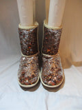 Womens UGG AUSTRALIA 3353 CLASSIC Short CHAMPAGNE SEQUIN Winter BOOT Shearling 9 Snow