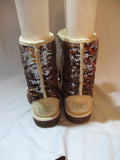 Womens UGG AUSTRALIA 3353 CLASSIC Short CHAMPAGNE SEQUIN Winter BOOT Shearling 9 Snow