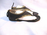 NEW Giuseppe Zanotti Leather Thong SANDAL SHOE 36 GOLD BLACK