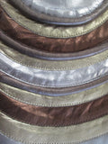 Striped textured leather shoulder crossbody bag swingpack purse pouch SILVER GOLD METALLIC
