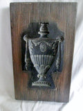 18.75" WOOD BLOCK Resin Wall Art VASE FLORAL 3-D Home Decor Rustic Primitive