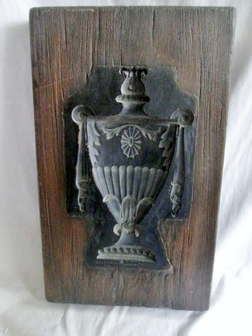 18.75" WOOD BLOCK Resin Wall Art VASE FLORAL 3-D Home Decor Rustic Primitive