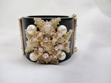 CHANEL RHINESTONE CUFF Bracelet BLACK PEARL Luxury