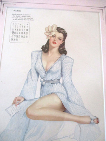 Vintage 1940s Alberto Vargas COVER GIRL Pinup Girl ART Print MISS MARCH Pin-Up