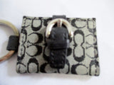 Set COACH Mini Wallet Keychain BLACK JACQUARD Change Purse Keyring
