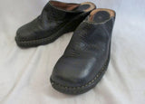 Womens BORN Leather Clog Shoe Slip-On Loafer Comfort Walking BLACK 7 Mule